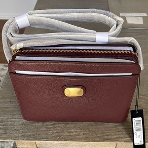 Donna Karan leather triple compartment crossbody in Garnet NEW